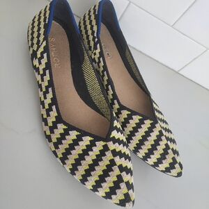 Rothy's The Point II Flats Neon Nights Chevron Black 9